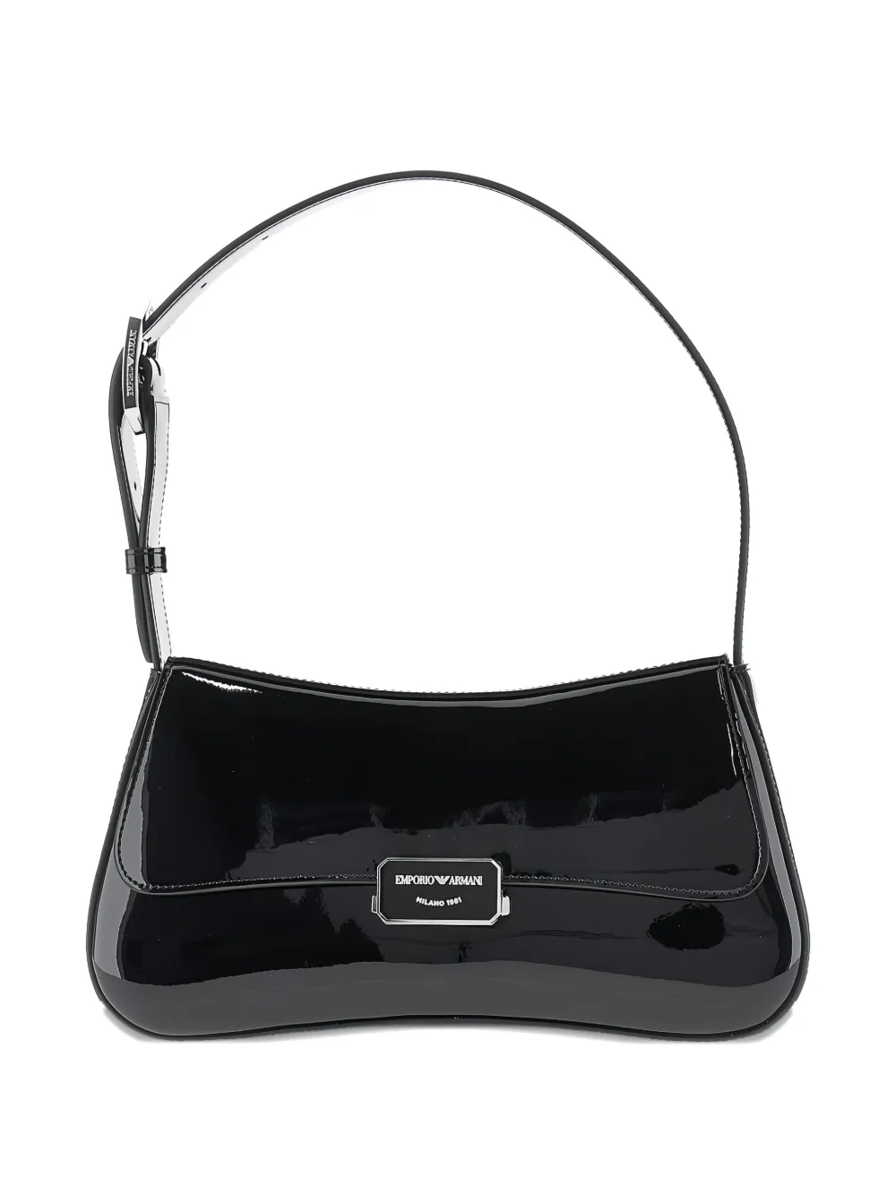 Emporio Armani Lakleren schoudertas met textuur Zwart