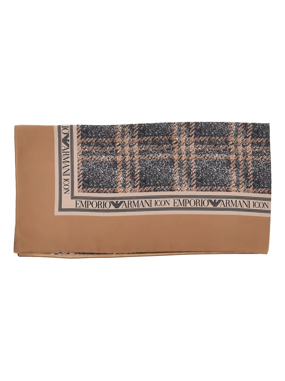 Emporio Armani plaid-pattern scarf - Beige