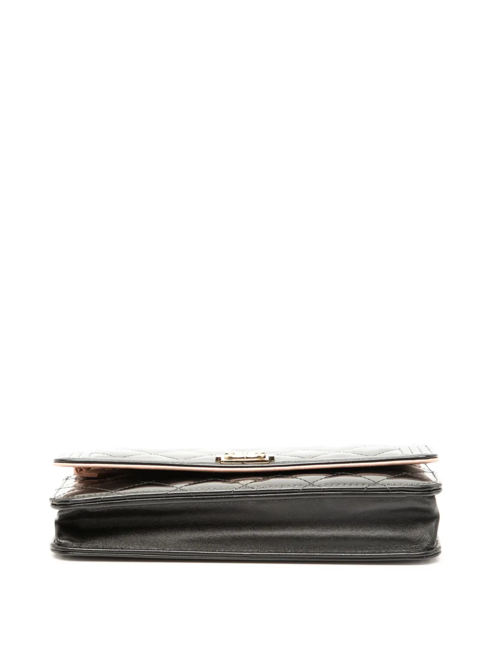 Pre-owned Chanel 2016-2017 Quilted Patent Boy Wallet On Chain Crossbody Bag In Black