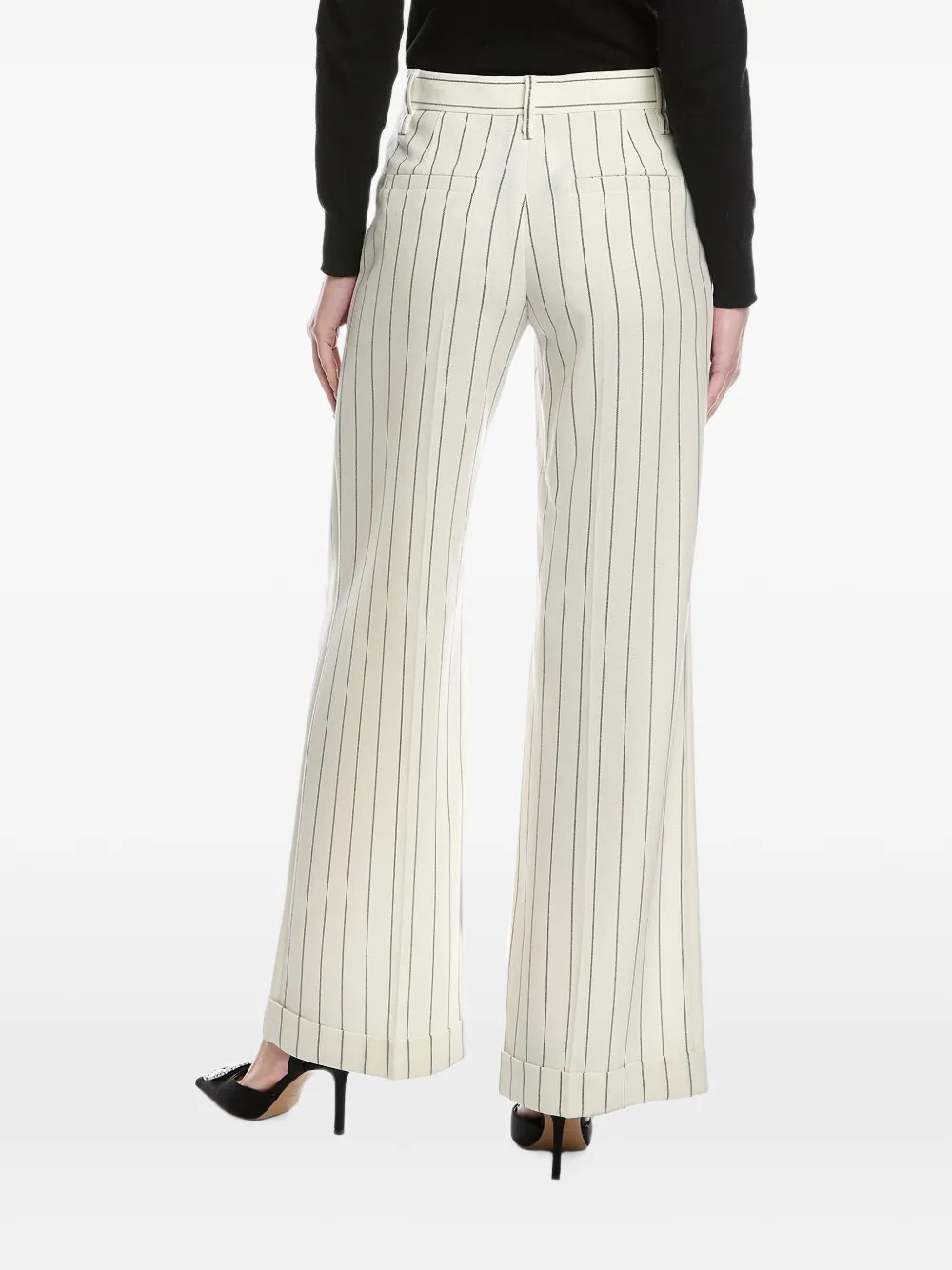 Brunello Cucinelli Flared broek met krijtstreep en omgeslagen pijpen Beige