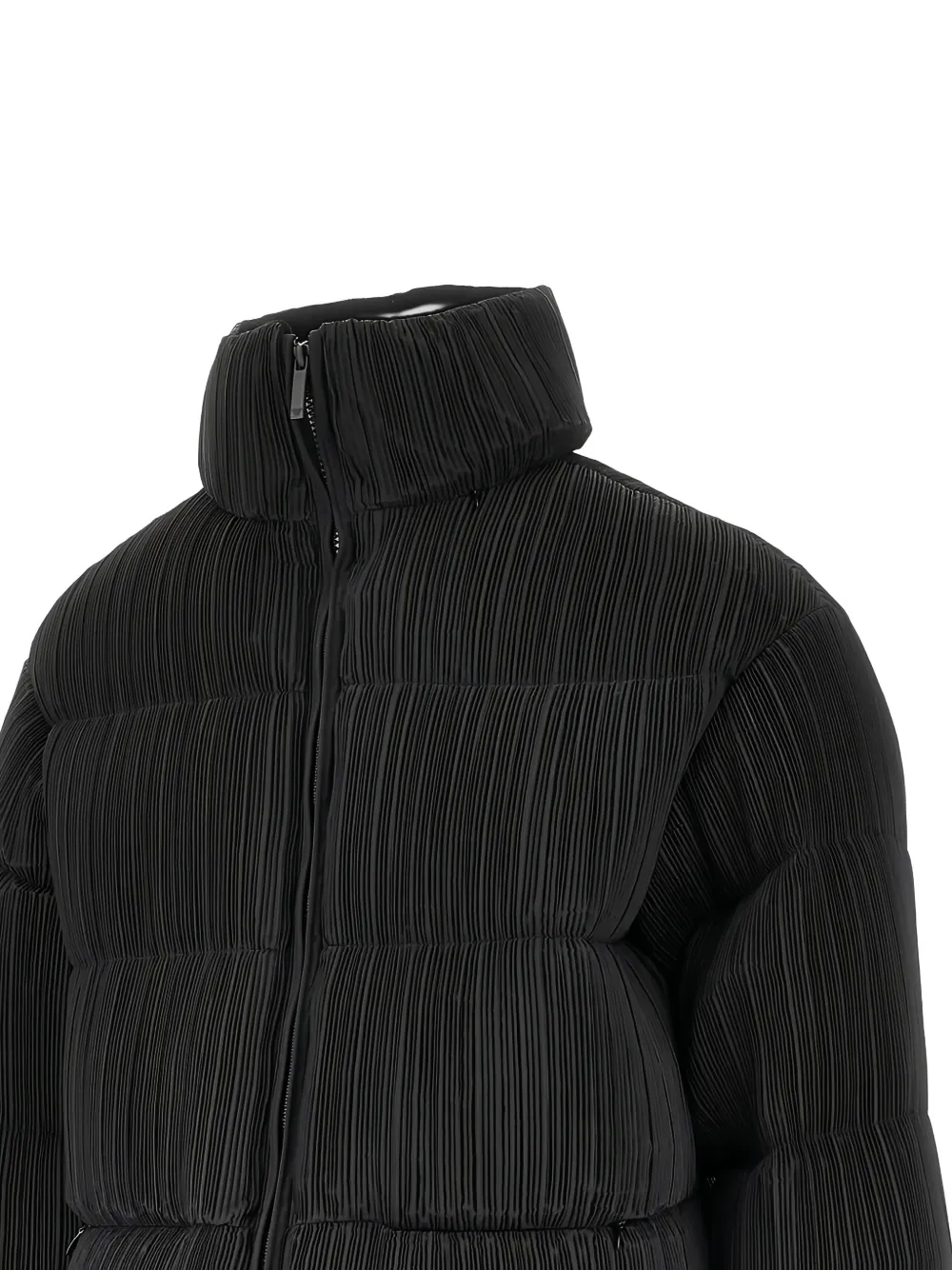 Emporio Armani Pleated Fabric Padded Jacket In Black