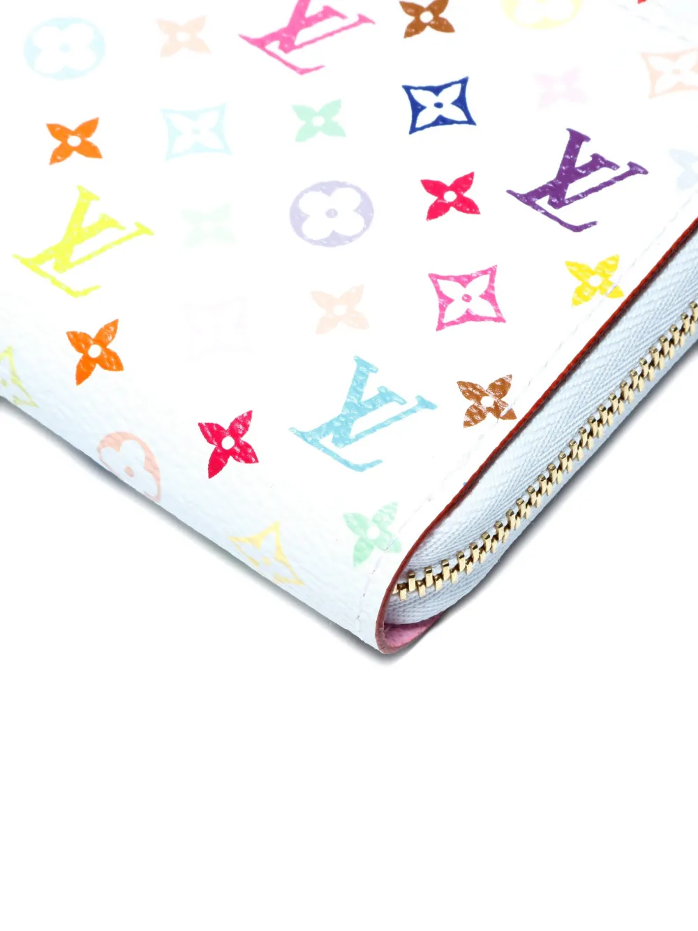 Pre-owned Louis Vuitton X Takashi Murakami 2013 Monogram Multicolor Zip Wallet In White