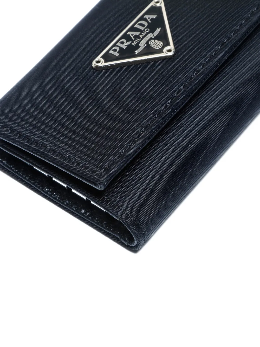 Pre-owned Prada 2000s Triangle-logo Key Holder In Black