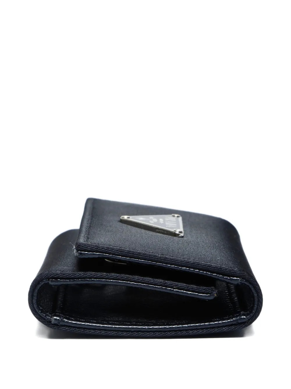 Pre-owned Prada 2000s Triangle-logo Key Holder In Black