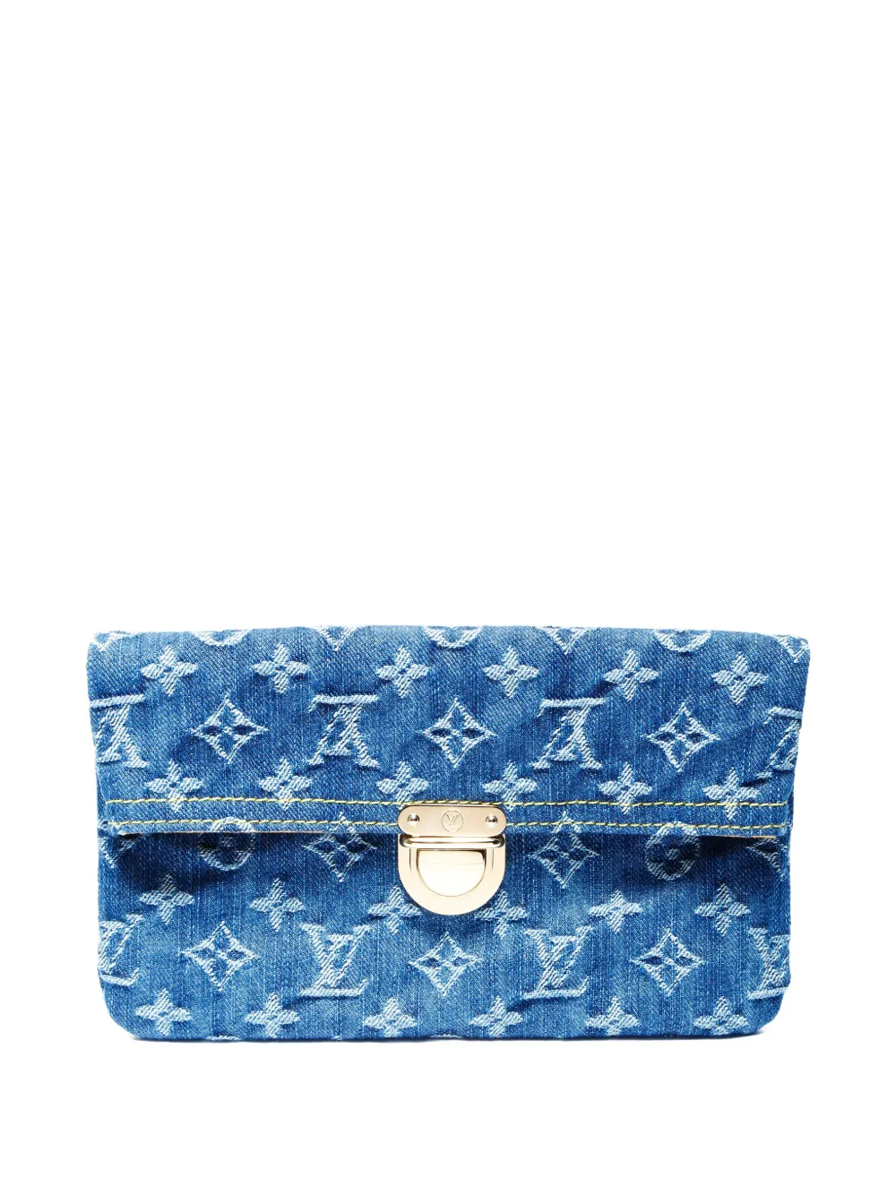 Pre-owned Louis Vuitton 2006 Monogram Denim Clutch In Blue