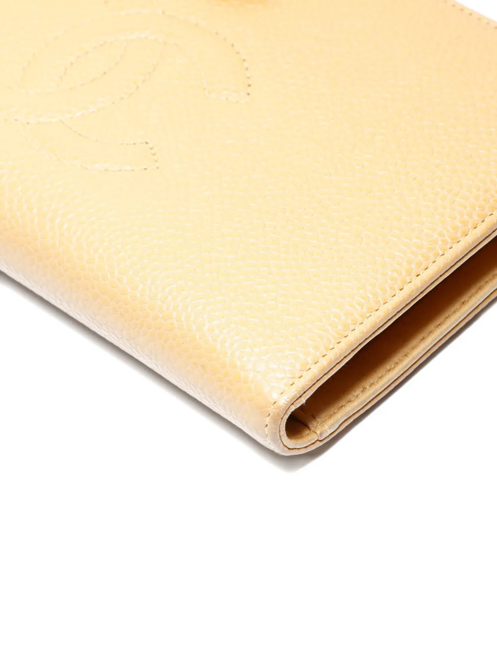 Pre-owned Chanel 2003-2004 No. 8 Coco Mark Leather Wallet In Neutral