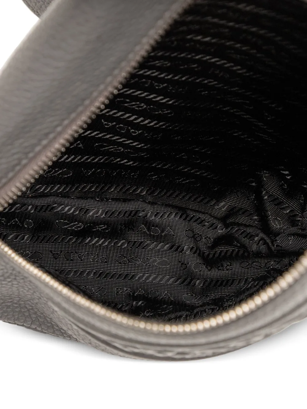 Pre-owned Prada 2000-2025 Vitello Daino Logo Embossed Sling Bag Crossbody Bag In Gray