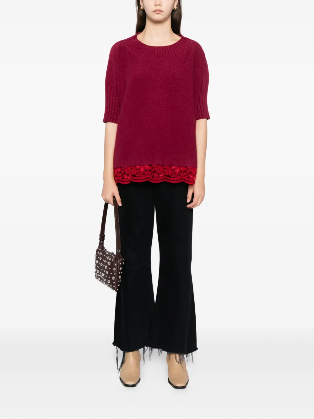 Blaklace Lace Trim Top In Red