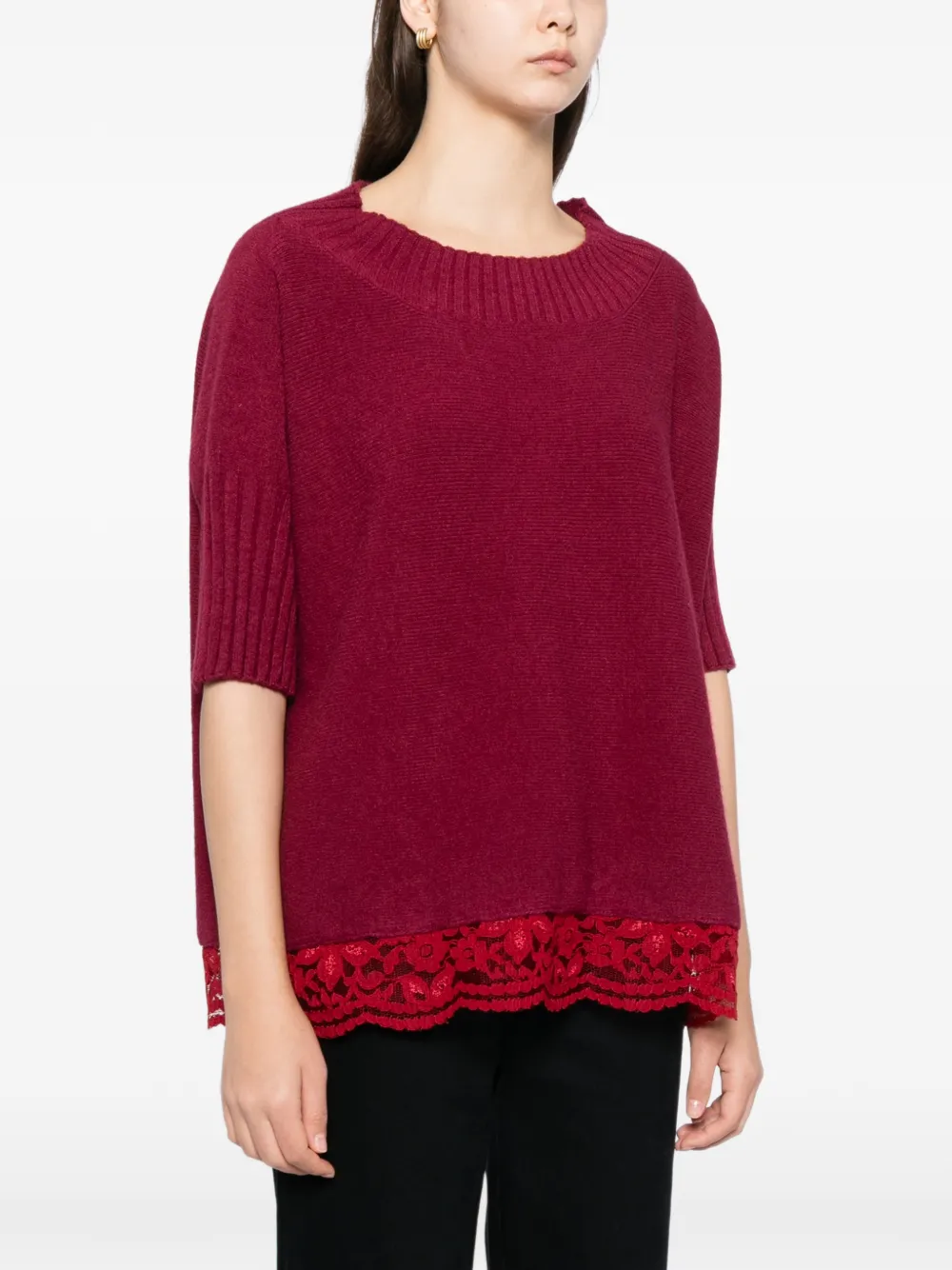 Blaklace Lace Trim Top In Red