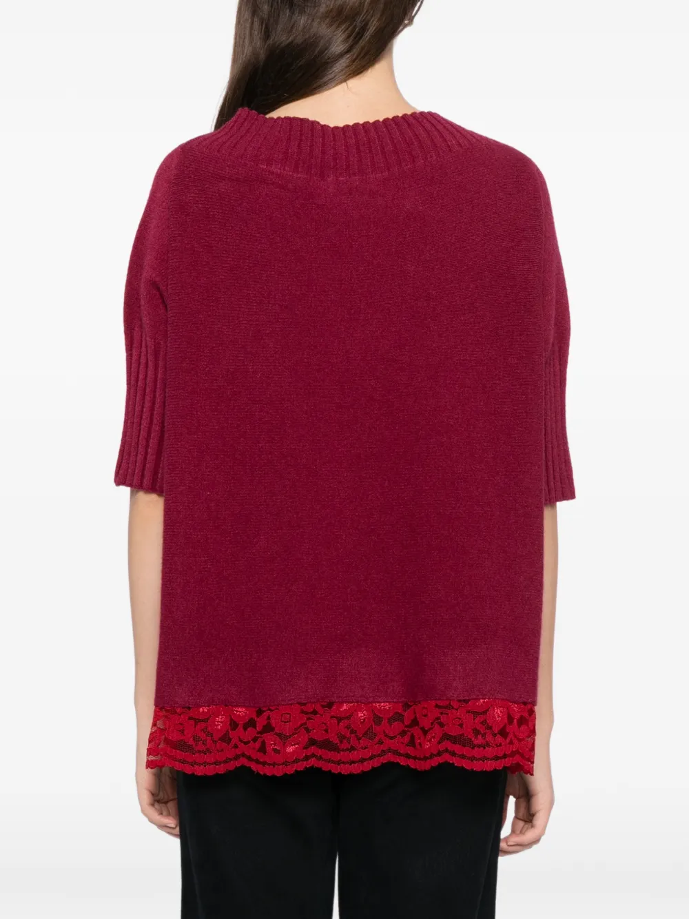 Blaklace Lace Trim Top In Red