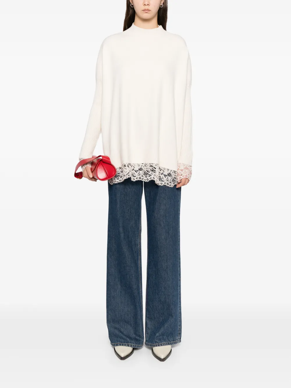 BLAKLACE Top met afwerking van kant - Wit