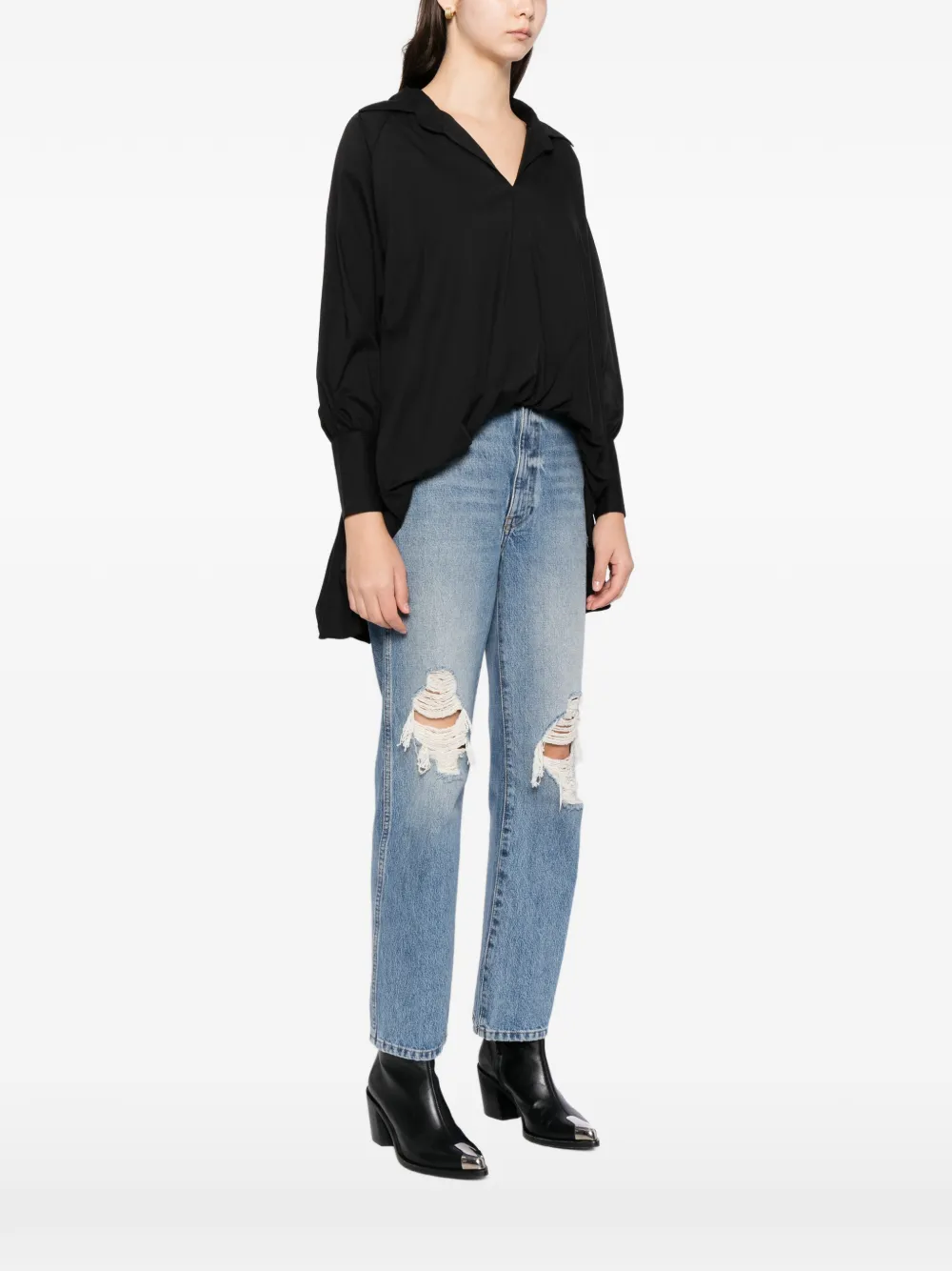 Blaklace Long-sleeved Top In Black