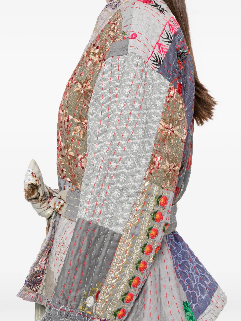 Blaklace Patchwork Belted Jacket In Multi