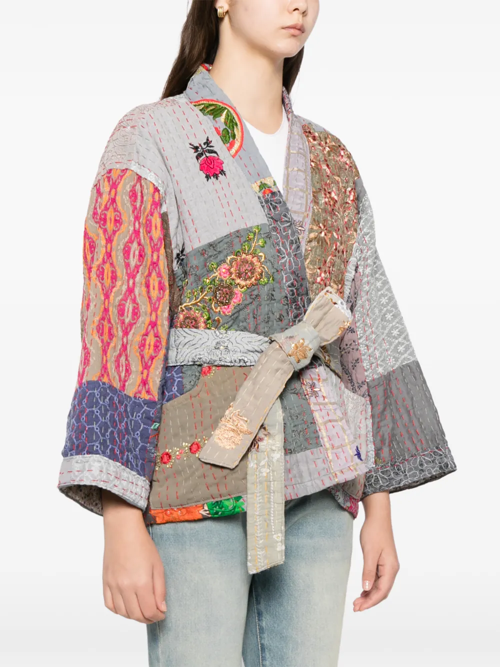 Blaklace Patchwork Belted Jacket In Multi