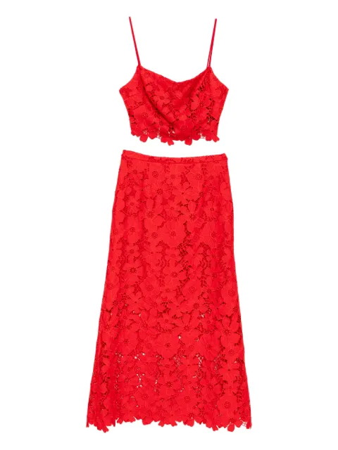 BLAKLACE floral-embrodairy skirt set