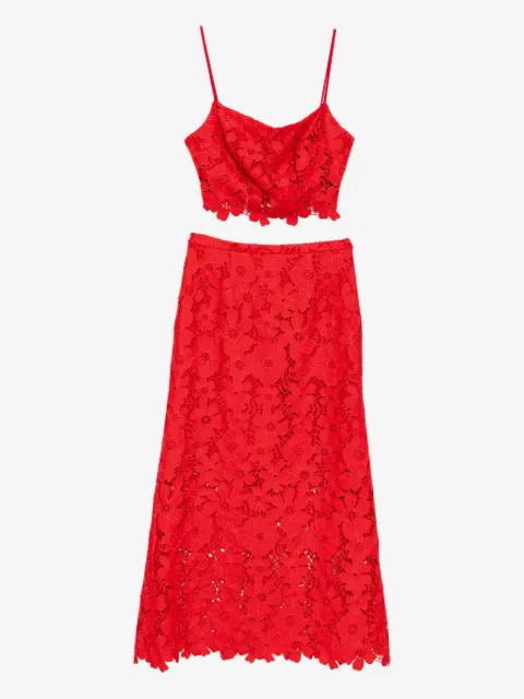 BLAKLACE floral-embrodairy skirt set