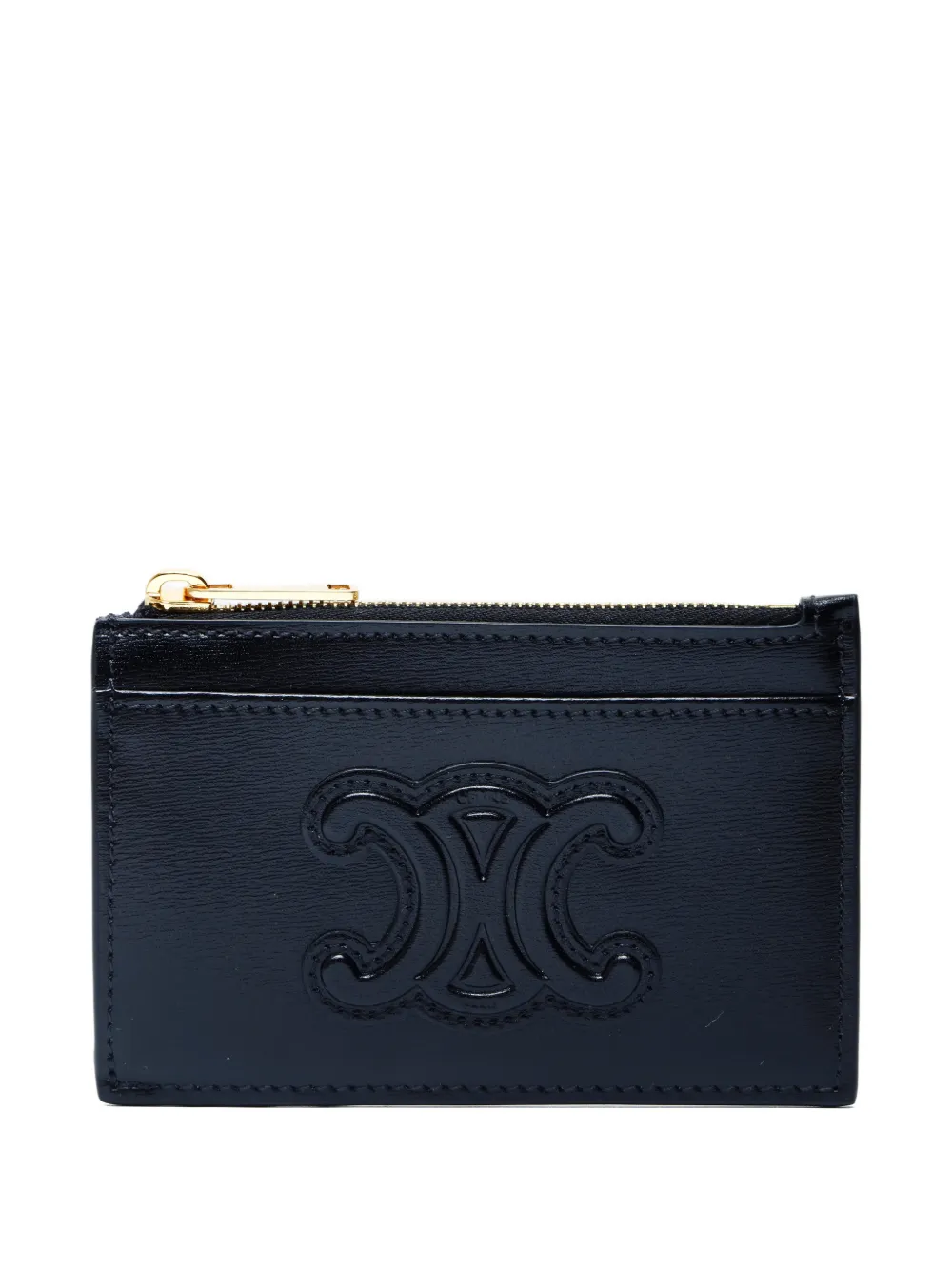 Pre-owned Celine 2020-2025 Triomphe Leather Cardholder In Black