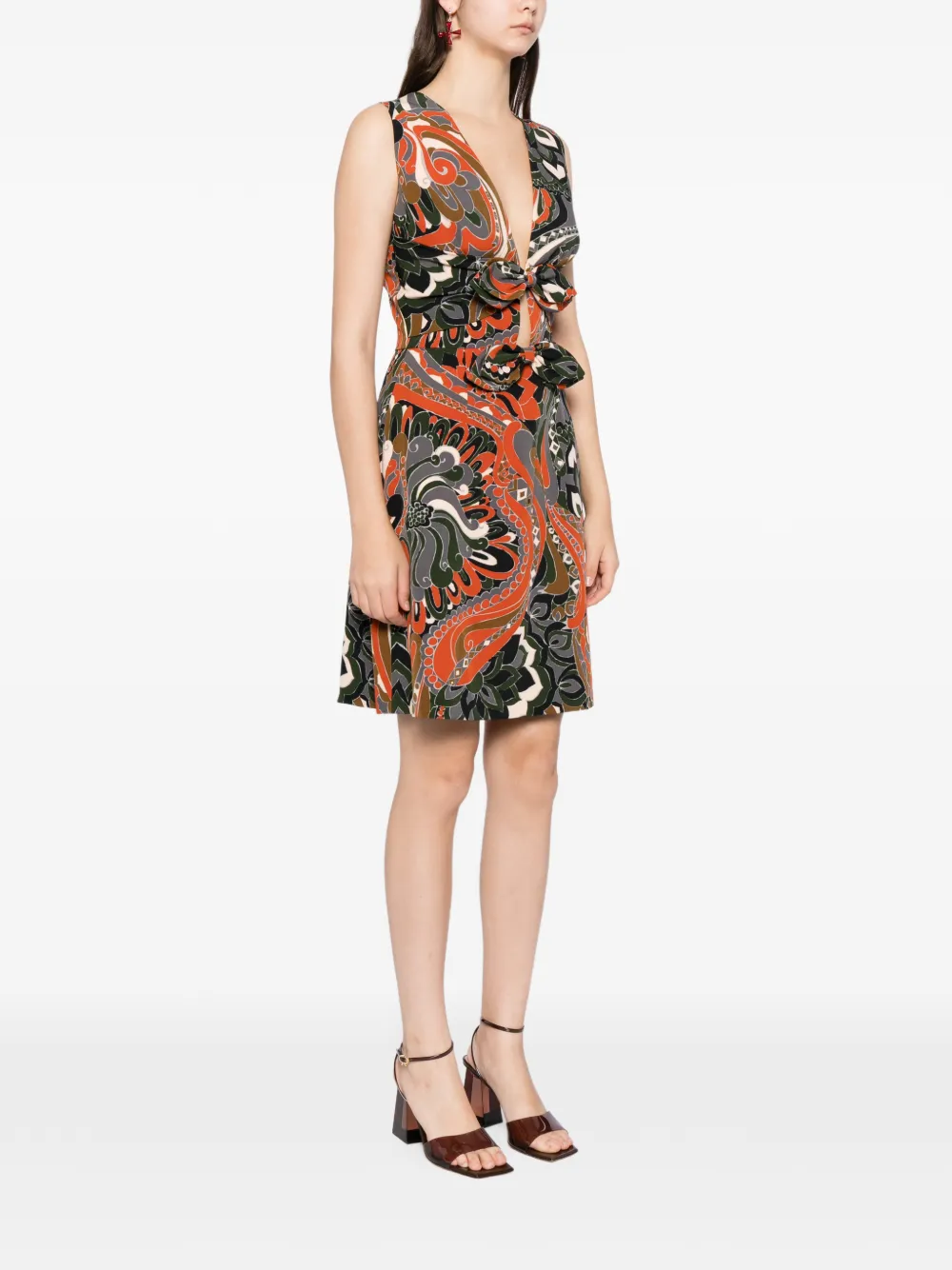 BLAKLACE Geknoopte jurk met paisley-print Oranje