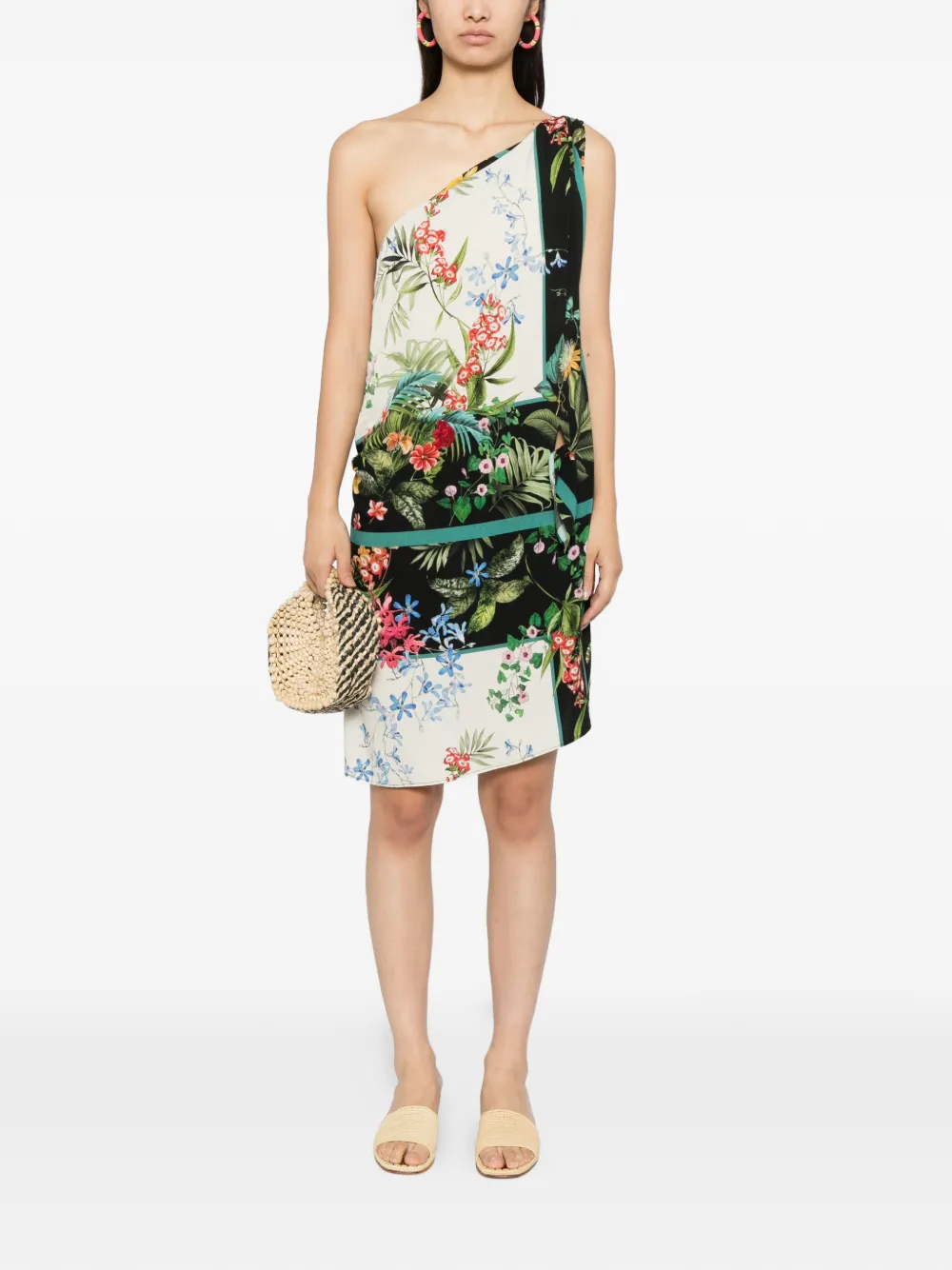 Blaklace One-shoulder Floral-print Dress In Multi
