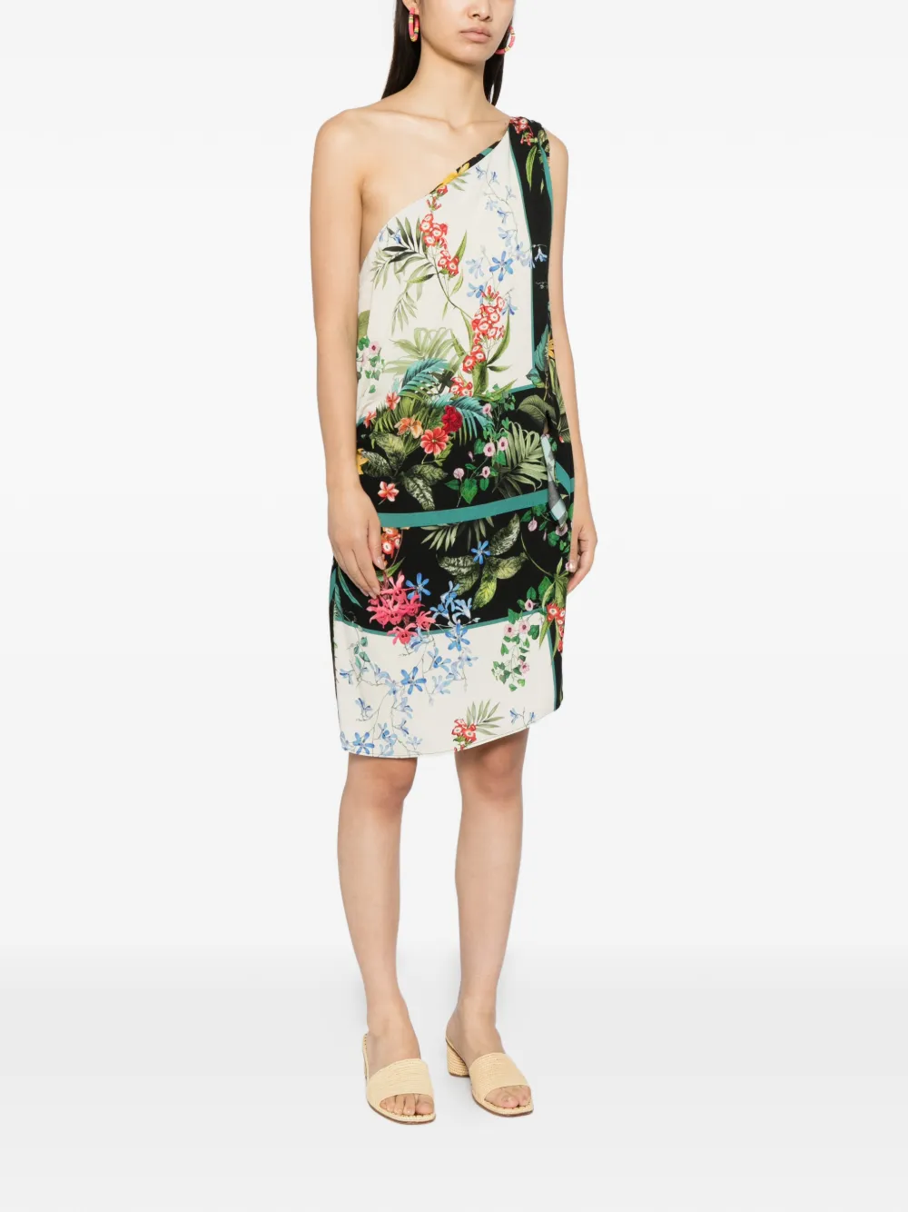 Blaklace One-shoulder Floral-print Dress In Multi