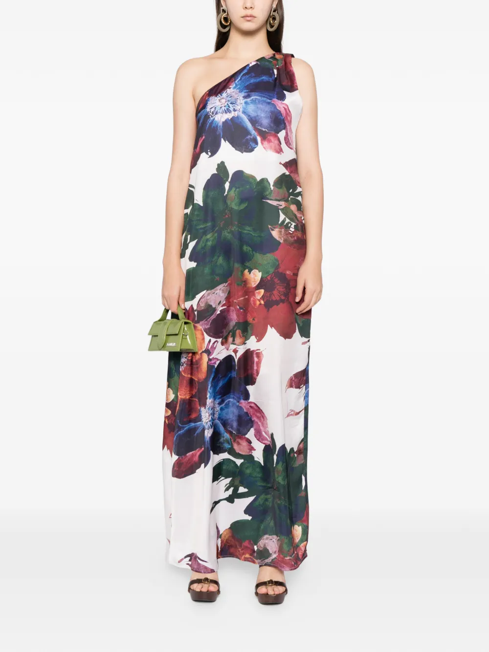 BLAKLACE Asymmetrische jurk met bloemen - Groen