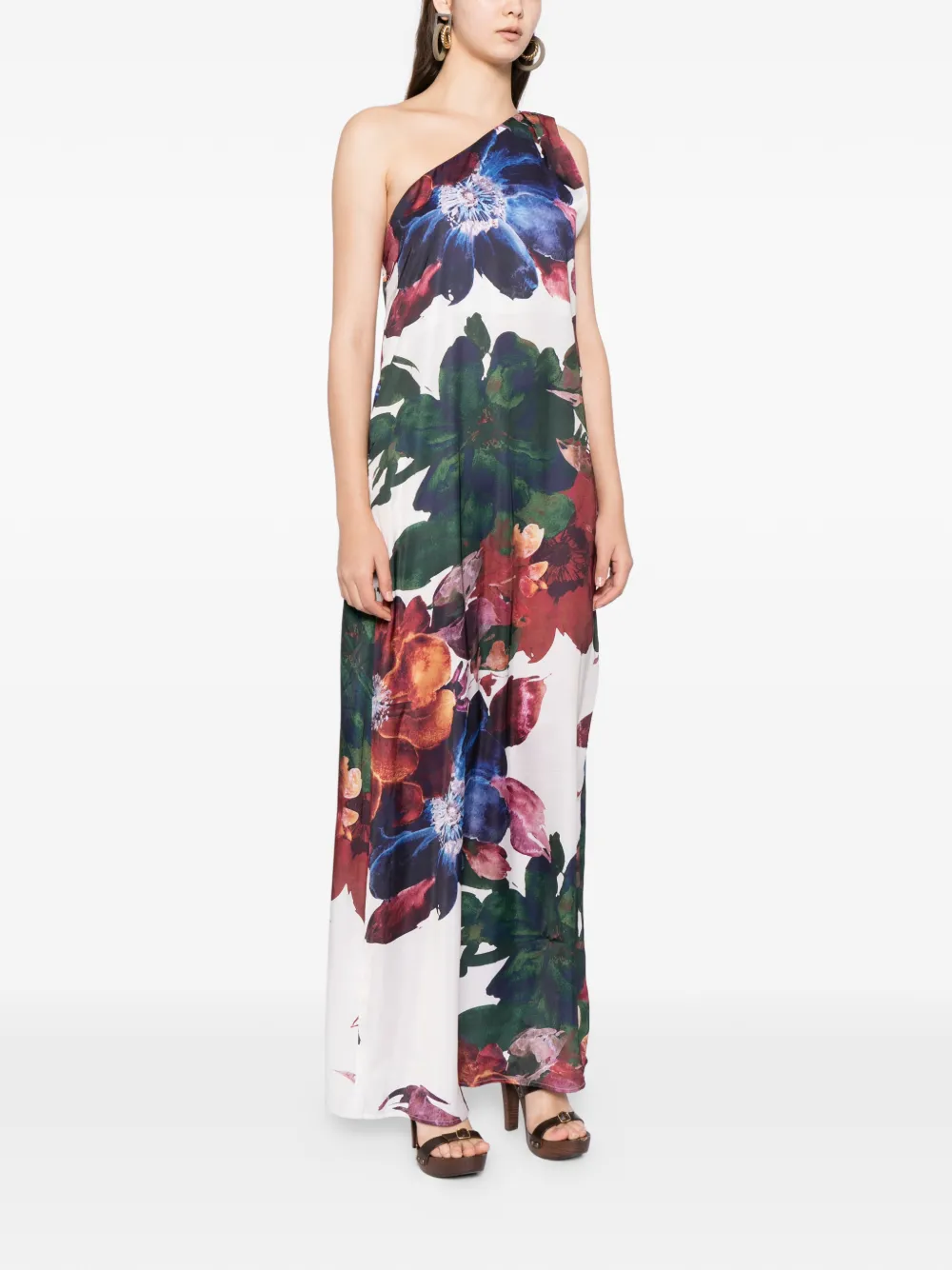BLAKLACE Asymmetrische jurk met bloemen Groen