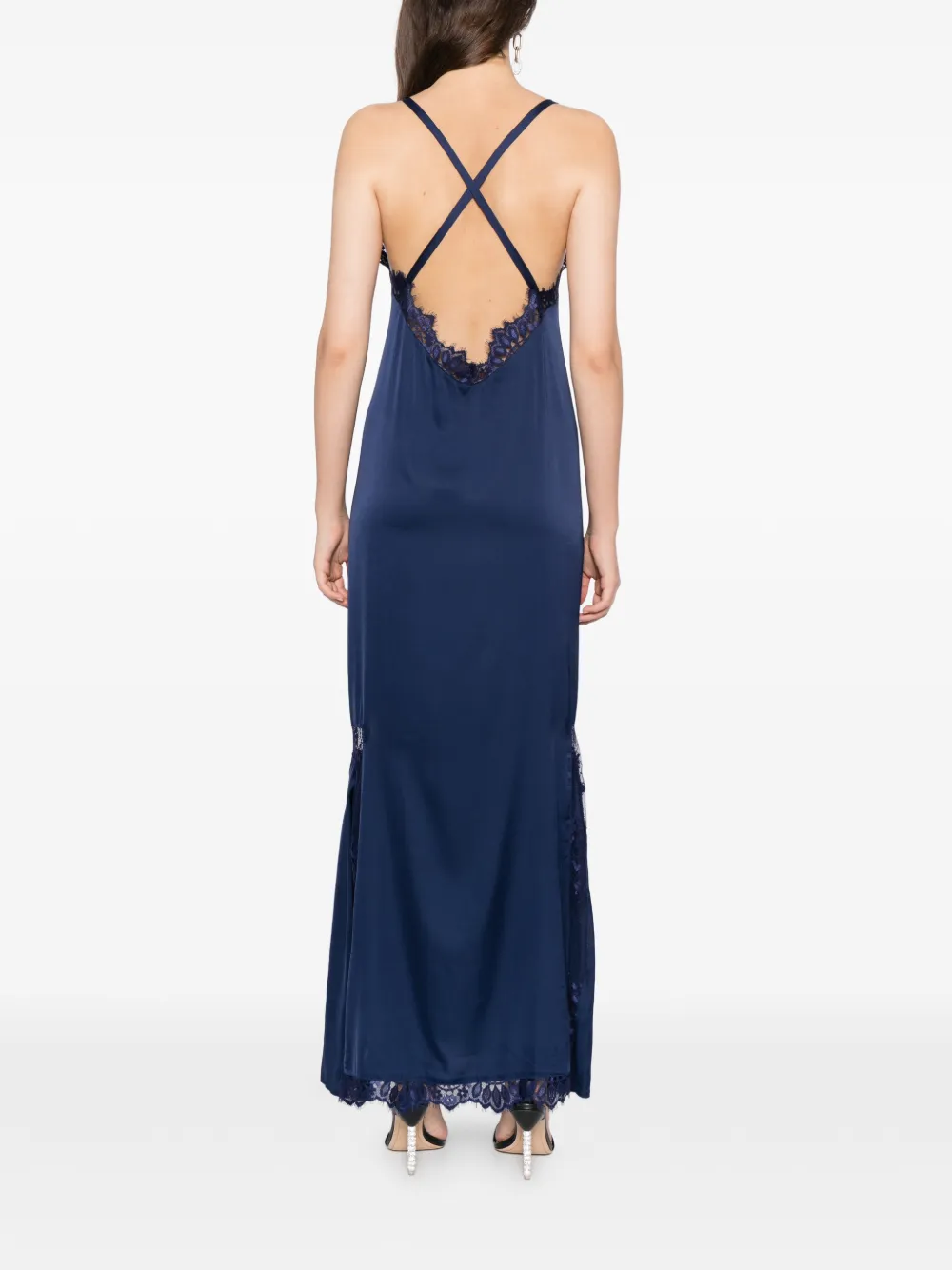 BLAKLACE Jurk met bloemenkant Blauw