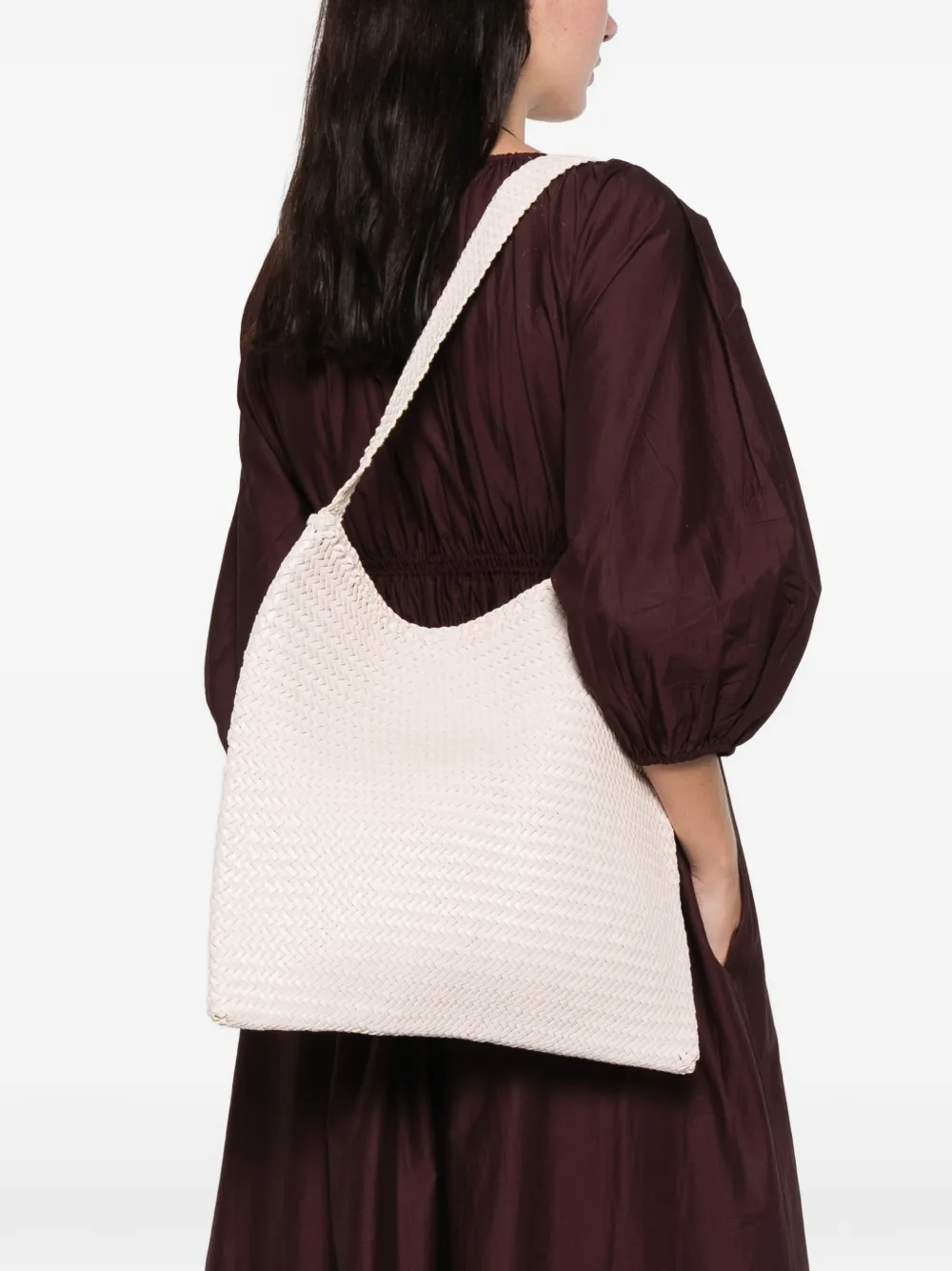 DRAGON DIFFUSION braided handle woven tote bag - Roze