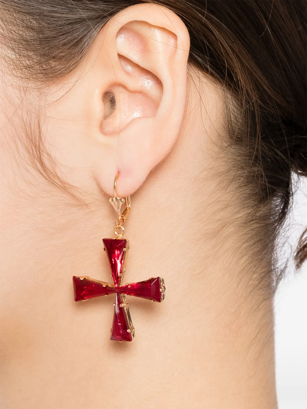 BLAKLACE Oorbellen met kruis - Rood