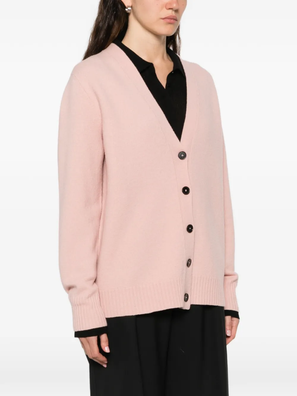  Jil Sander Button Ribbed Hem Cardigan - Pink 