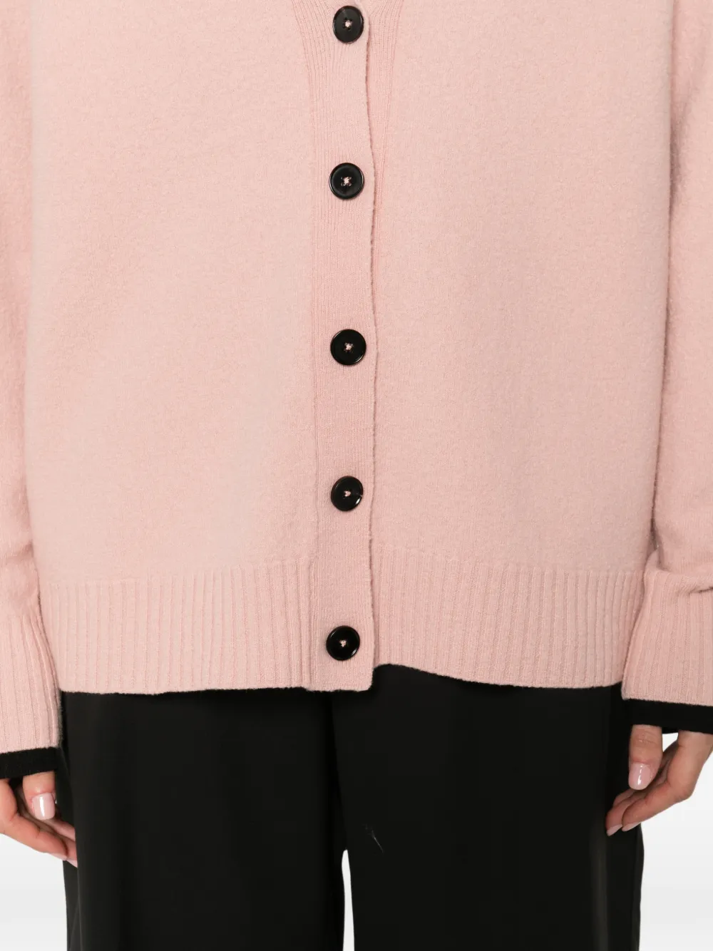 Jil Sander Geribbeld vest met knoop Roze