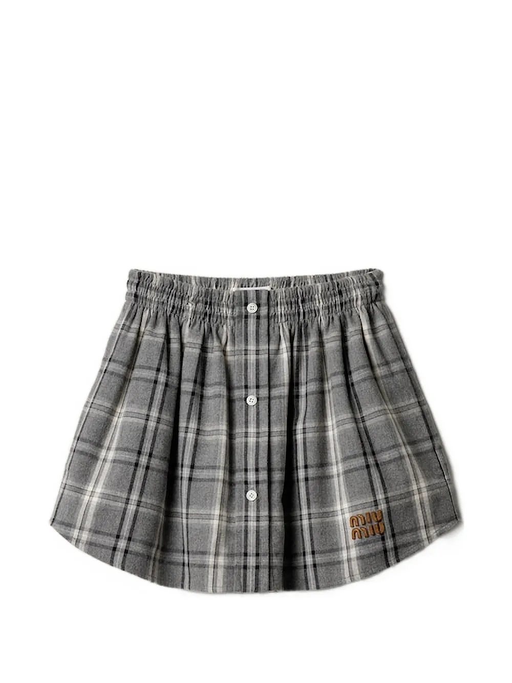 Miu Miu checked A-line skirt - Grigio