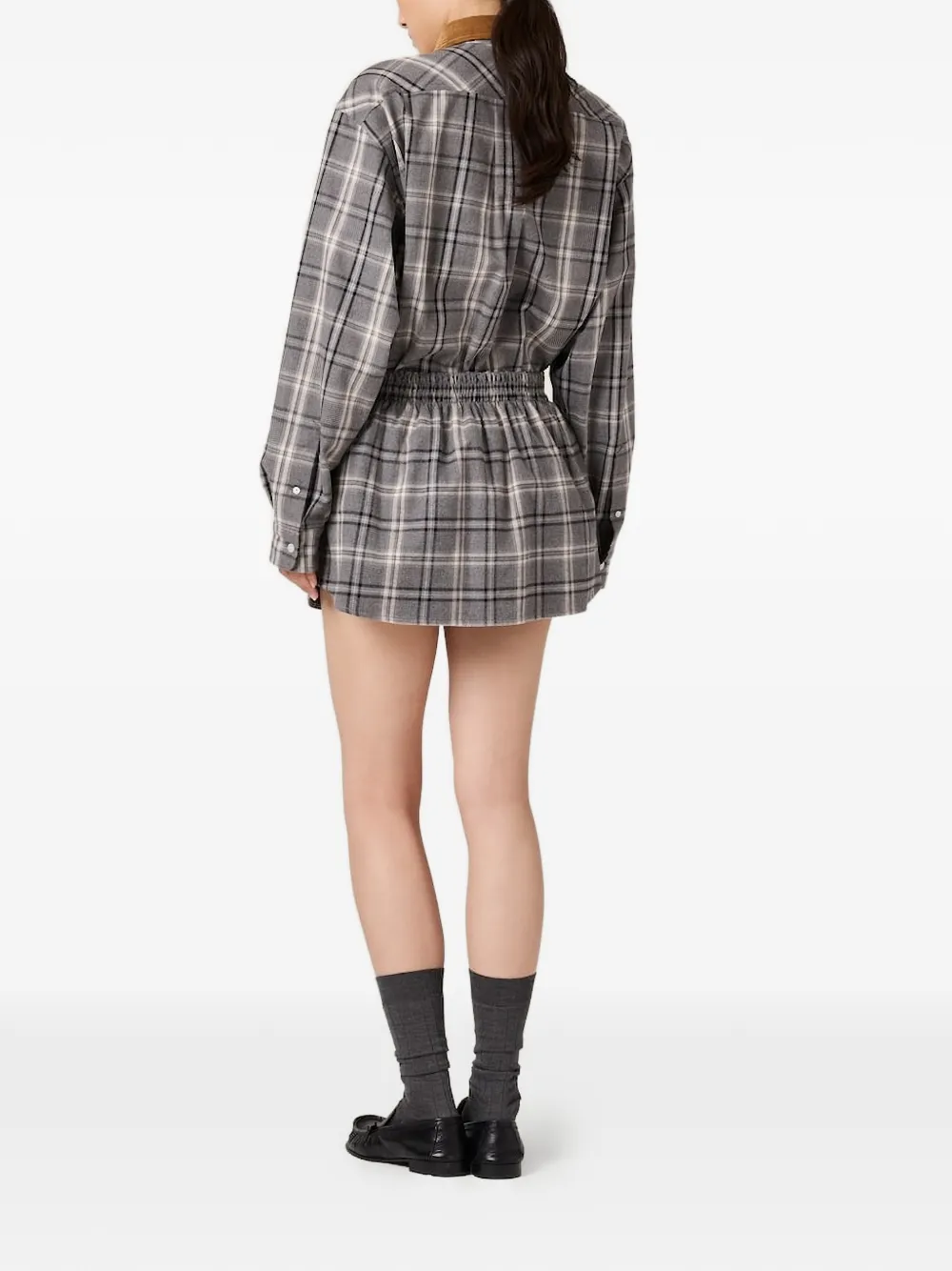 Miu Geruite mini-rok met A-lijn Grijs