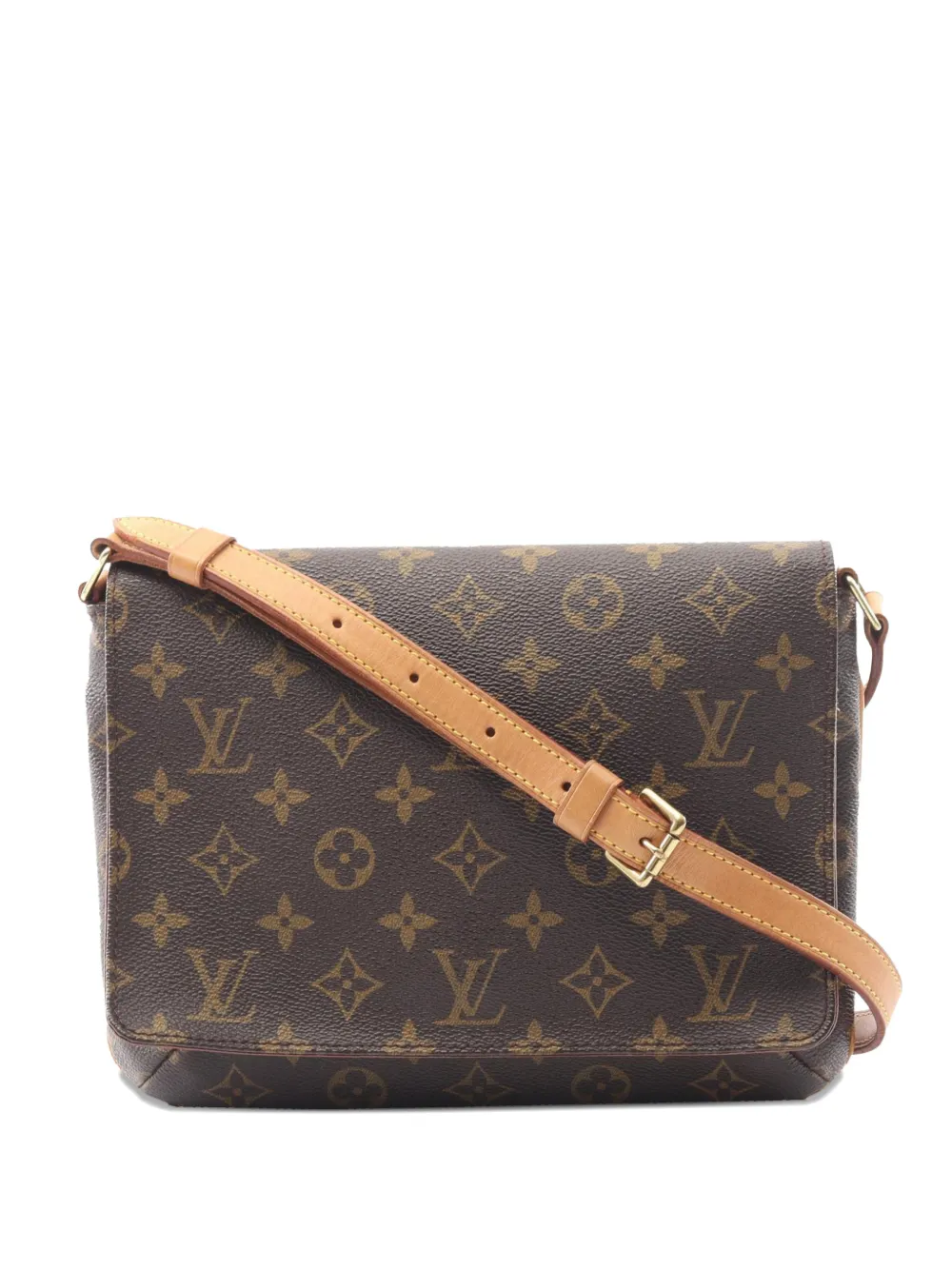 Pre-owned Louis Vuitton 2000 Monogram Musette Tango Short Strap Crossbody Bag In Brown