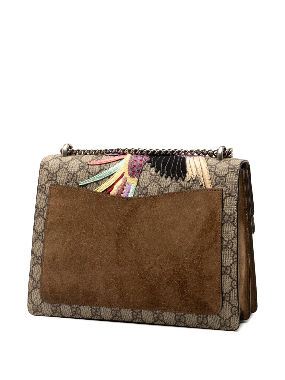 Pre-owned Gucci 2016-2025 Medium Gg Supreme Embroidered Bird And Flowers Dionysus Shoulder Bag In Brown