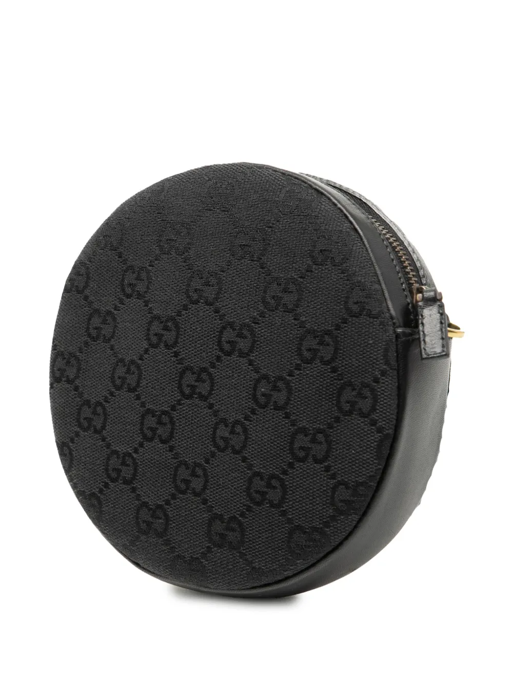 Pre-owned Gucci 2000-2015 Gg Canvas Round Crossbody Bag In Black