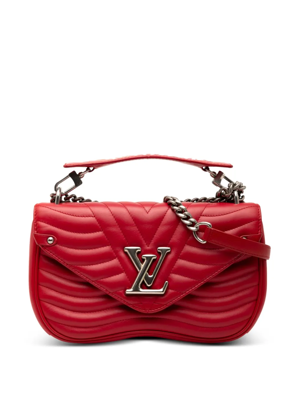 Pre-owned Louis Vuitton 2019 New Wave Chain Bag Mm Satchel In Red