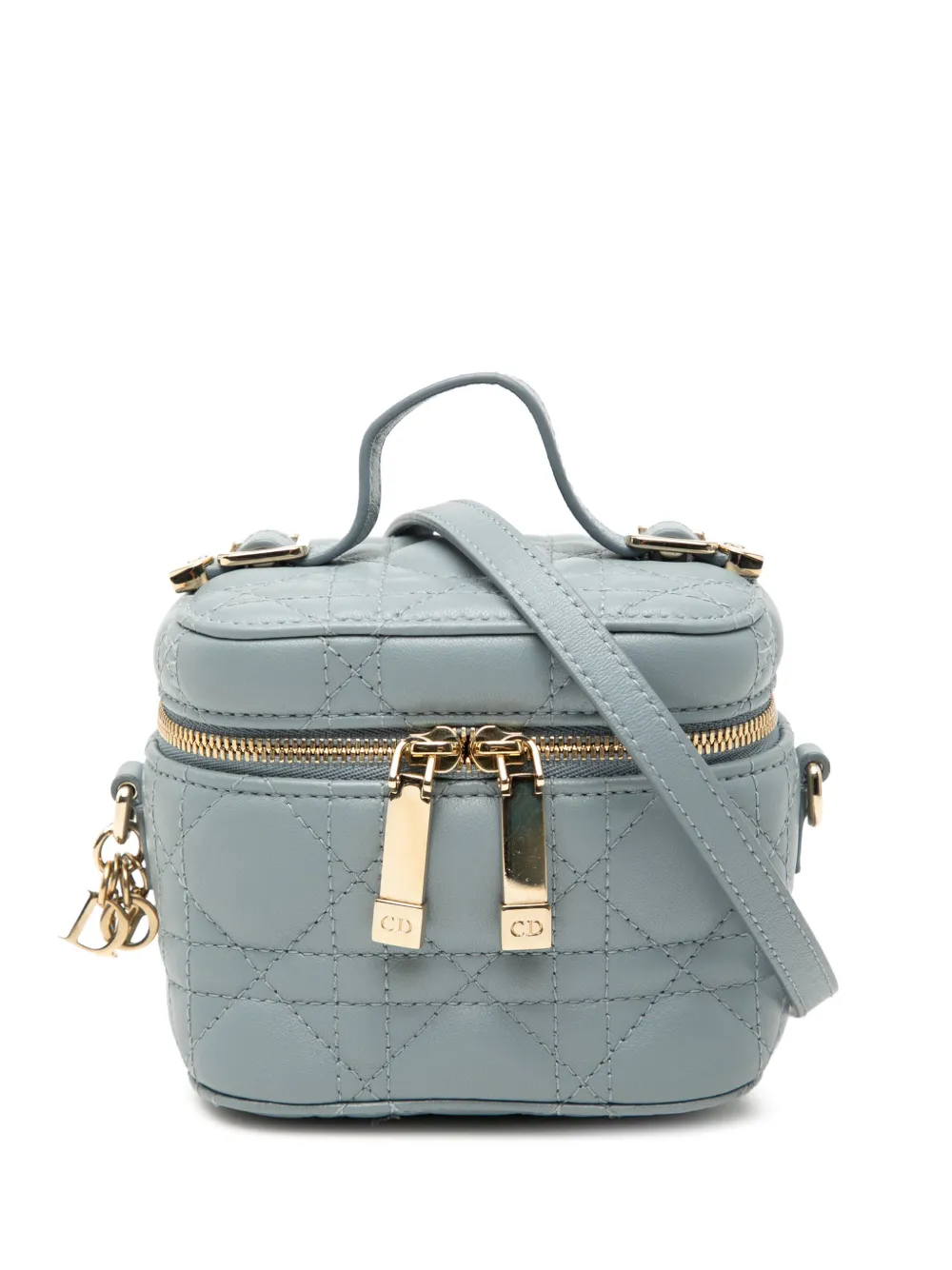 Christian Dior Pre-Owned 2021 Micro Lambskin Cannage Lady Dior Case vanity bag - Blu