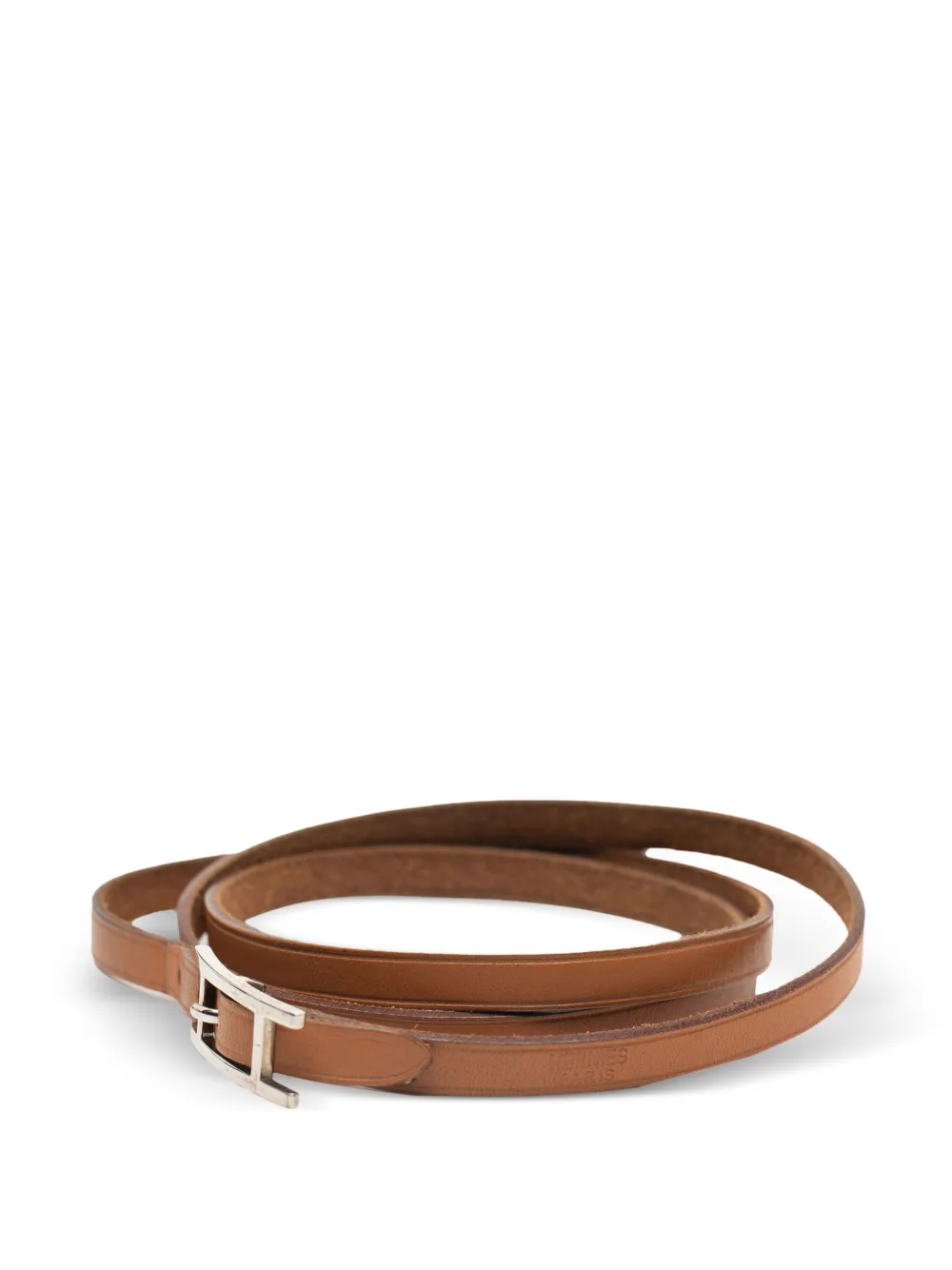 HERMES Pre-owned 2000-2025 Leather Hapi 3 Double Tour Bracelet Costume Bracelet In Brown