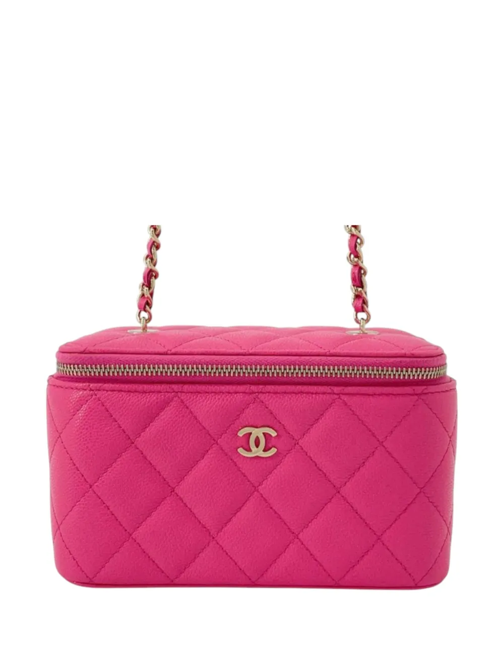 CHANEL Pre-Owned 2021-2025 Small Quilted Caviar Vanity Case With Chain