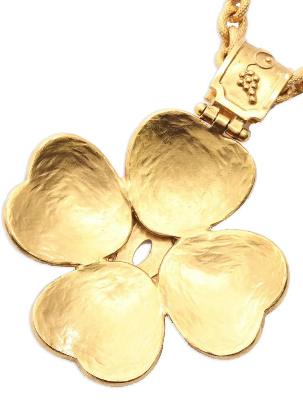 CHANEL Pre-Owned 1996 Gold Plated CC Clover Pendant Necklace costume