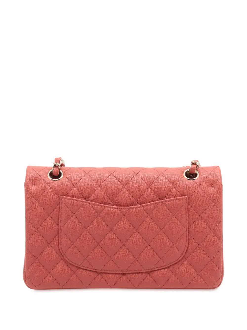 Pre-owned Chanel 2021-2025 Medium Classic Caviar Double Flap Shoulder Bag In Pink