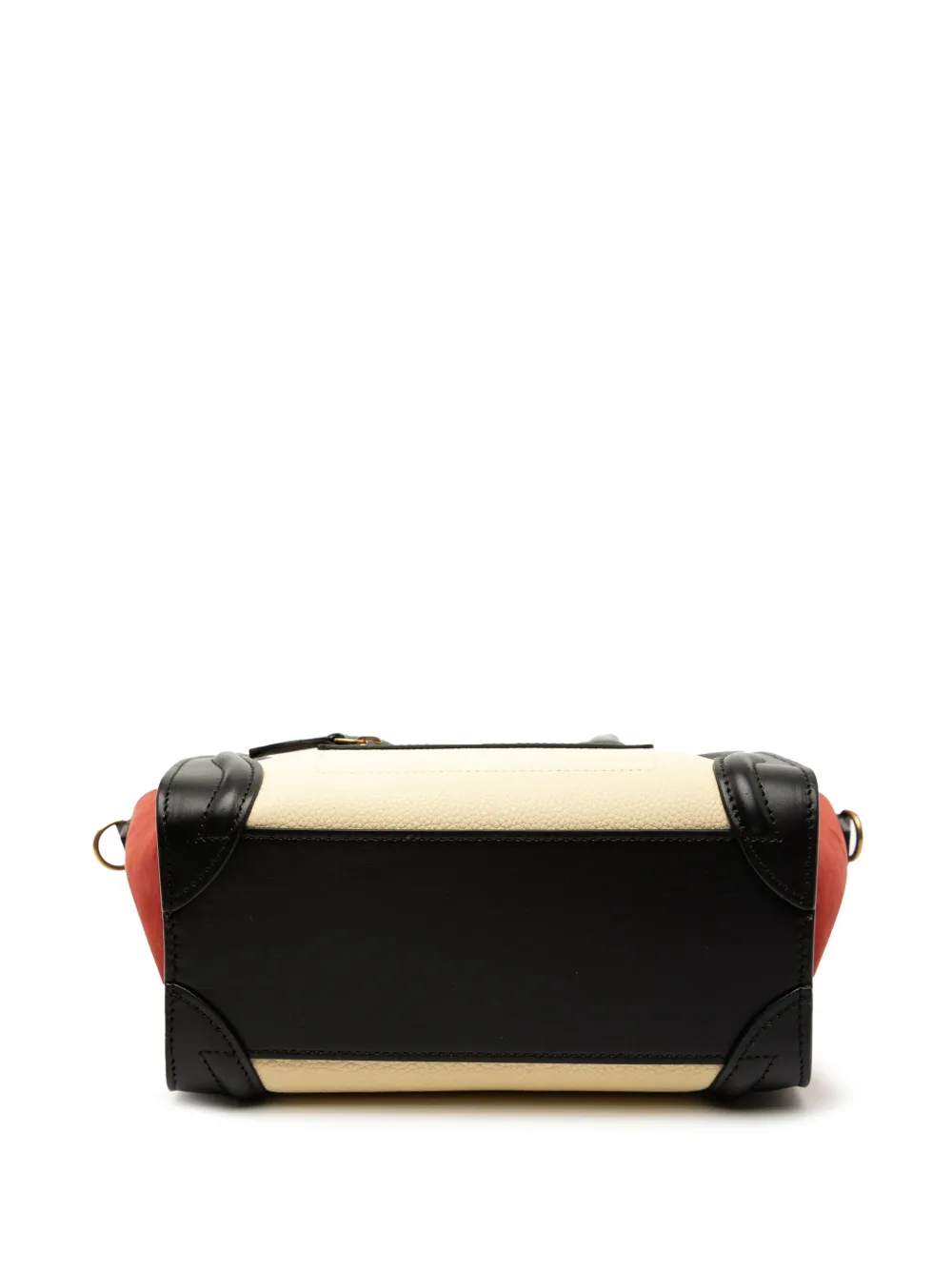 CELINE Pre-owned 2018 Nano Tricolor Nubuck And Drummed Calfskin Luggage Tote Satchel In White