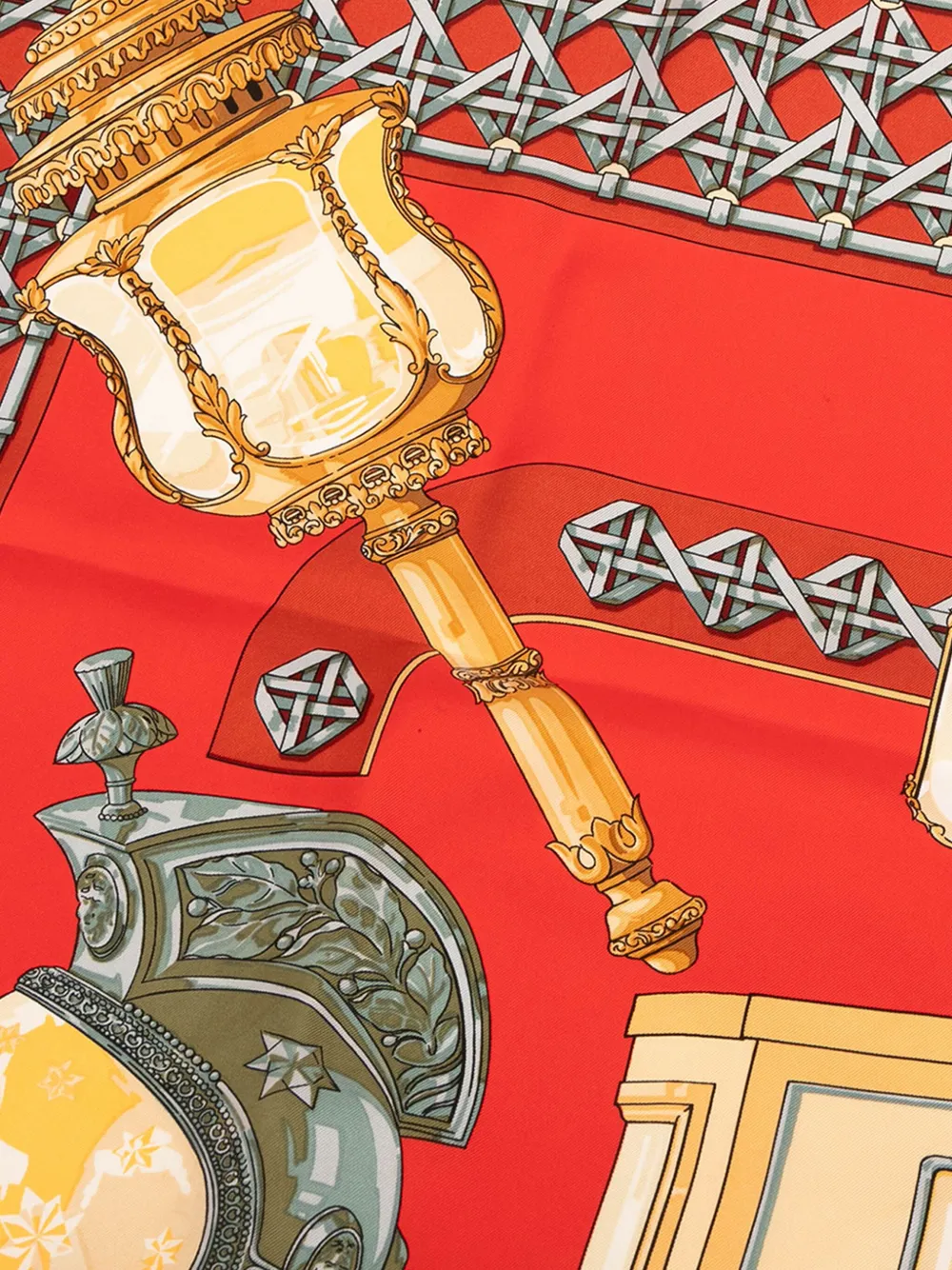 Pre-owned Hermes 2010-2025 Feux De Route Silk Scarf Scarves In Red