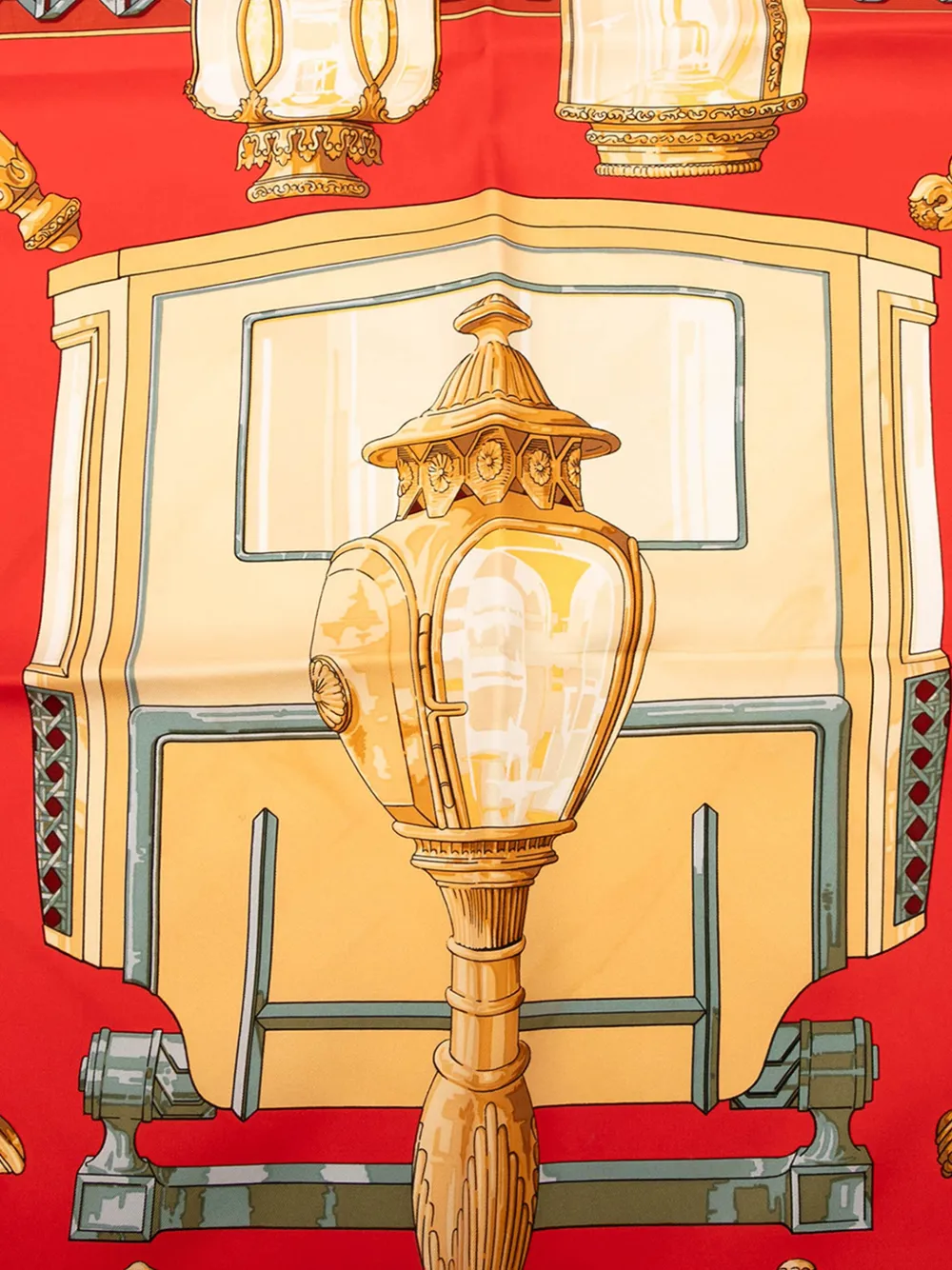 Pre-owned Hermes 2010-2025 Feux De Route Silk Scarf Scarves In Red