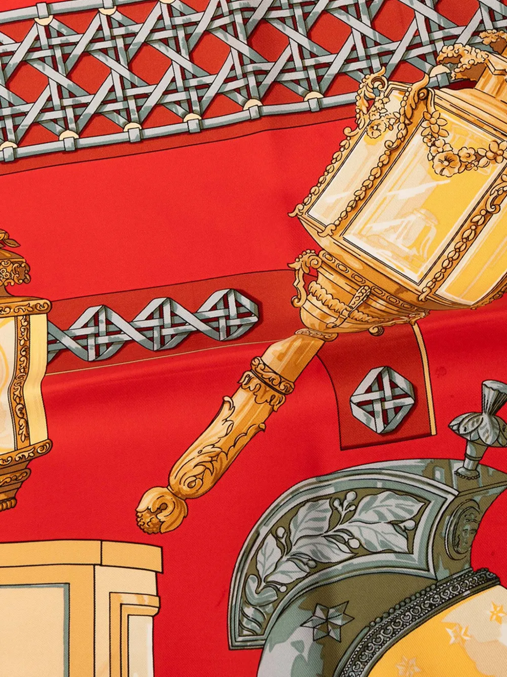 Pre-owned Hermes 2010-2025 Feux De Route Silk Scarf Scarves In Red