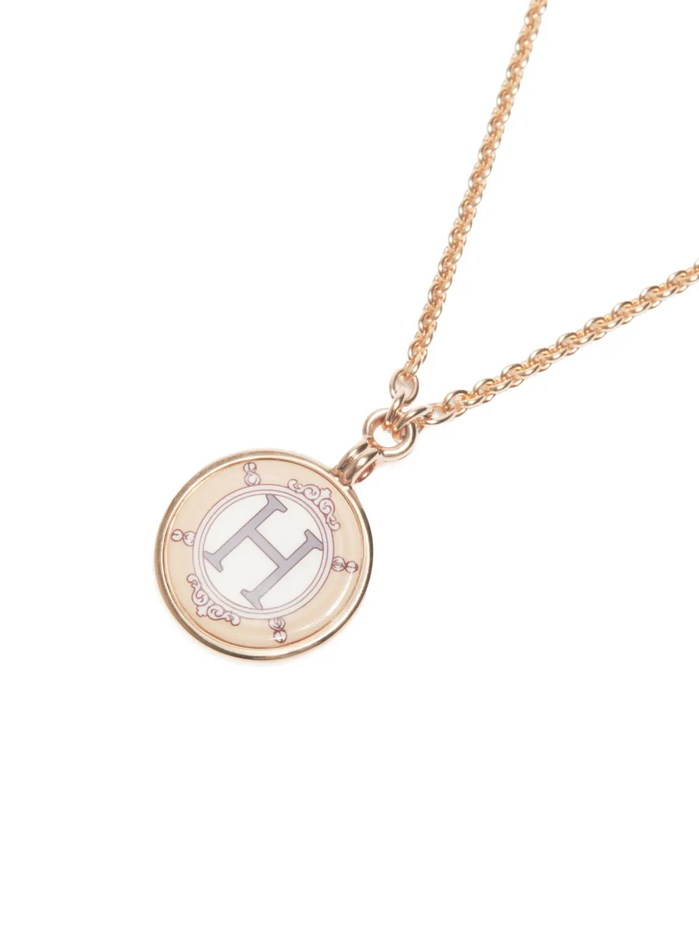 Pre-owned Hermes 2000-2020s  Medaille Balson Chain Necklace In Gold