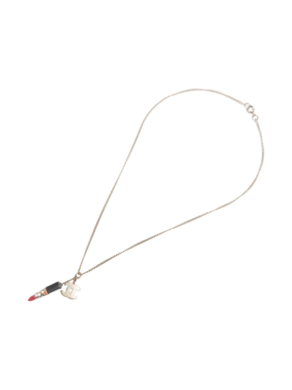 CHANEL Pre-owned 2004 Cc Mark Lipstick Motif Necklace In Gold