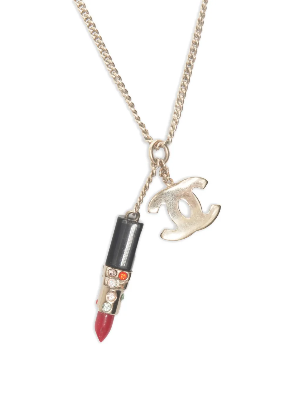 CHANEL Pre-Owned 2004 Chanel CC Mark lipstick motif necklace - Oro
