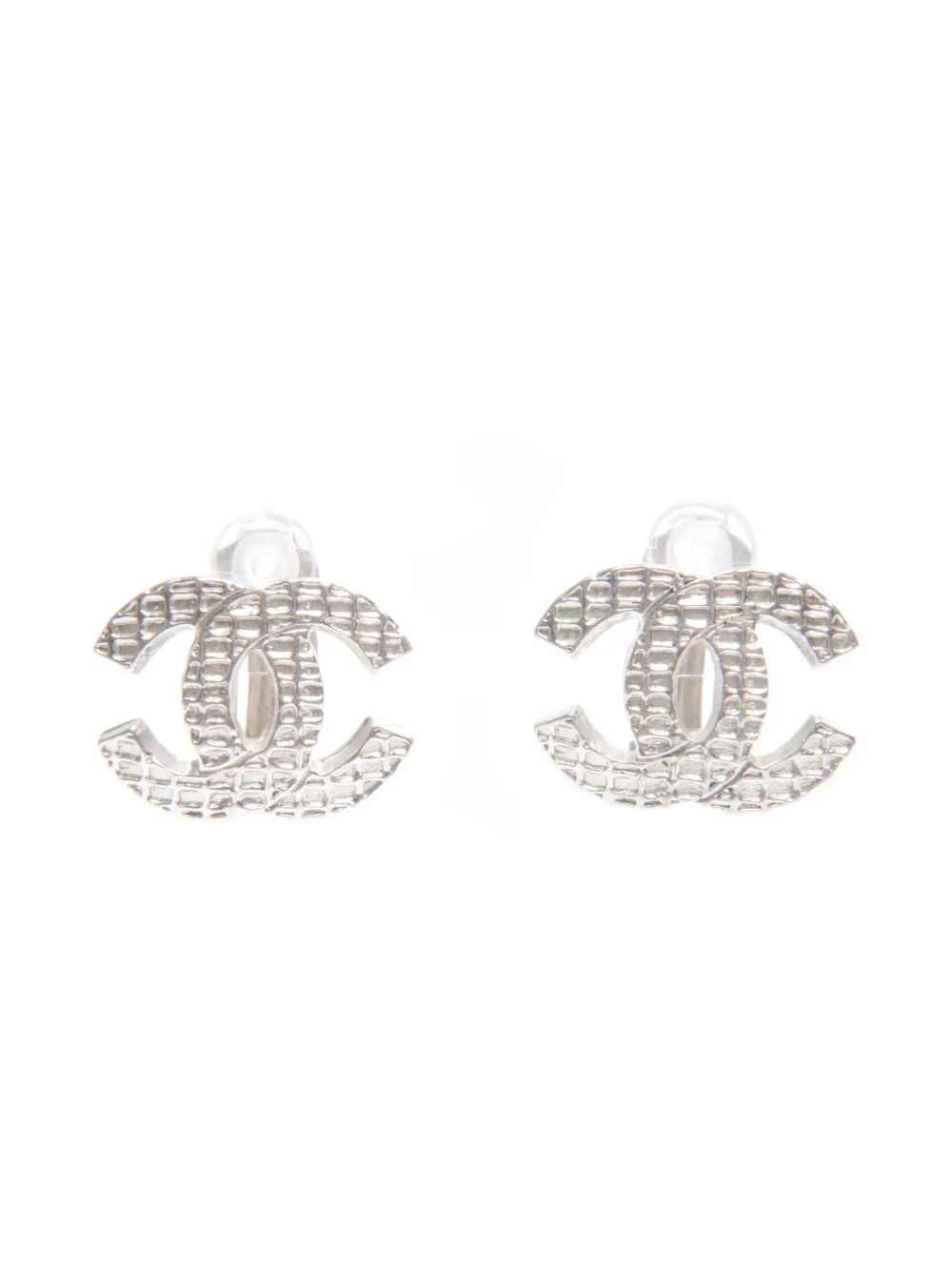 CHANEL Pre-owned 2000 Coco Mark Clip-on Earrings In Silver